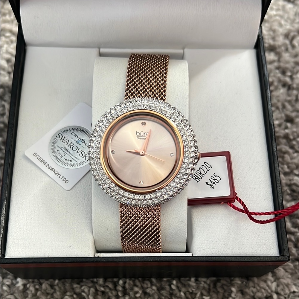 Bürgi Rose Gold Women's Watch with Swarovski Crystals